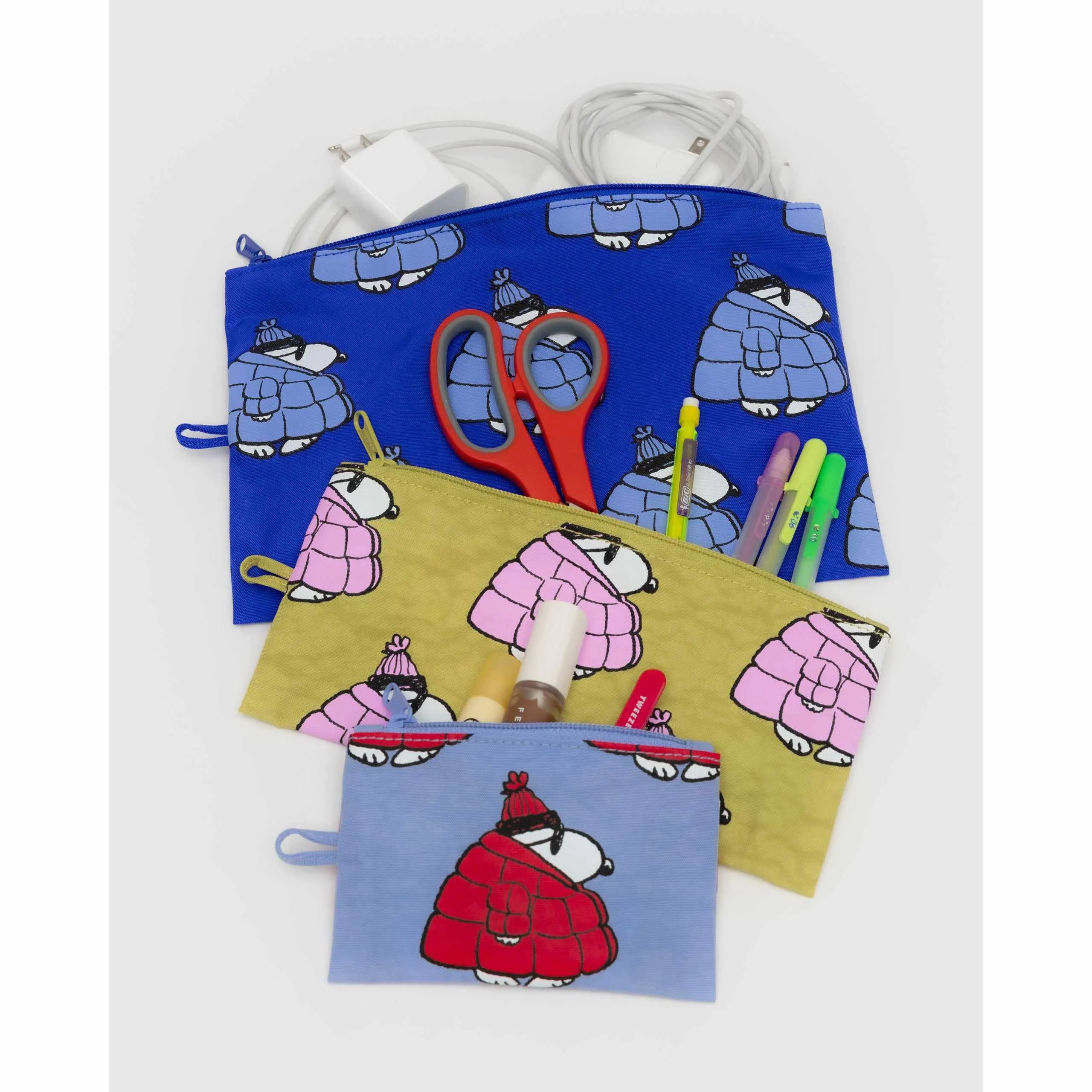 Baggu x Peanuts - Flat Pouch set of 3 - Puffer Snoopy