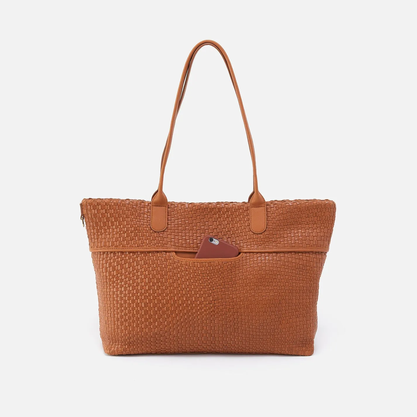 Bolder Tote in Wave Weave Leather - Wheat