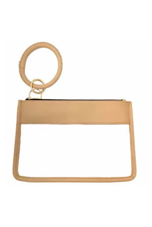 clear key ring bag - cream