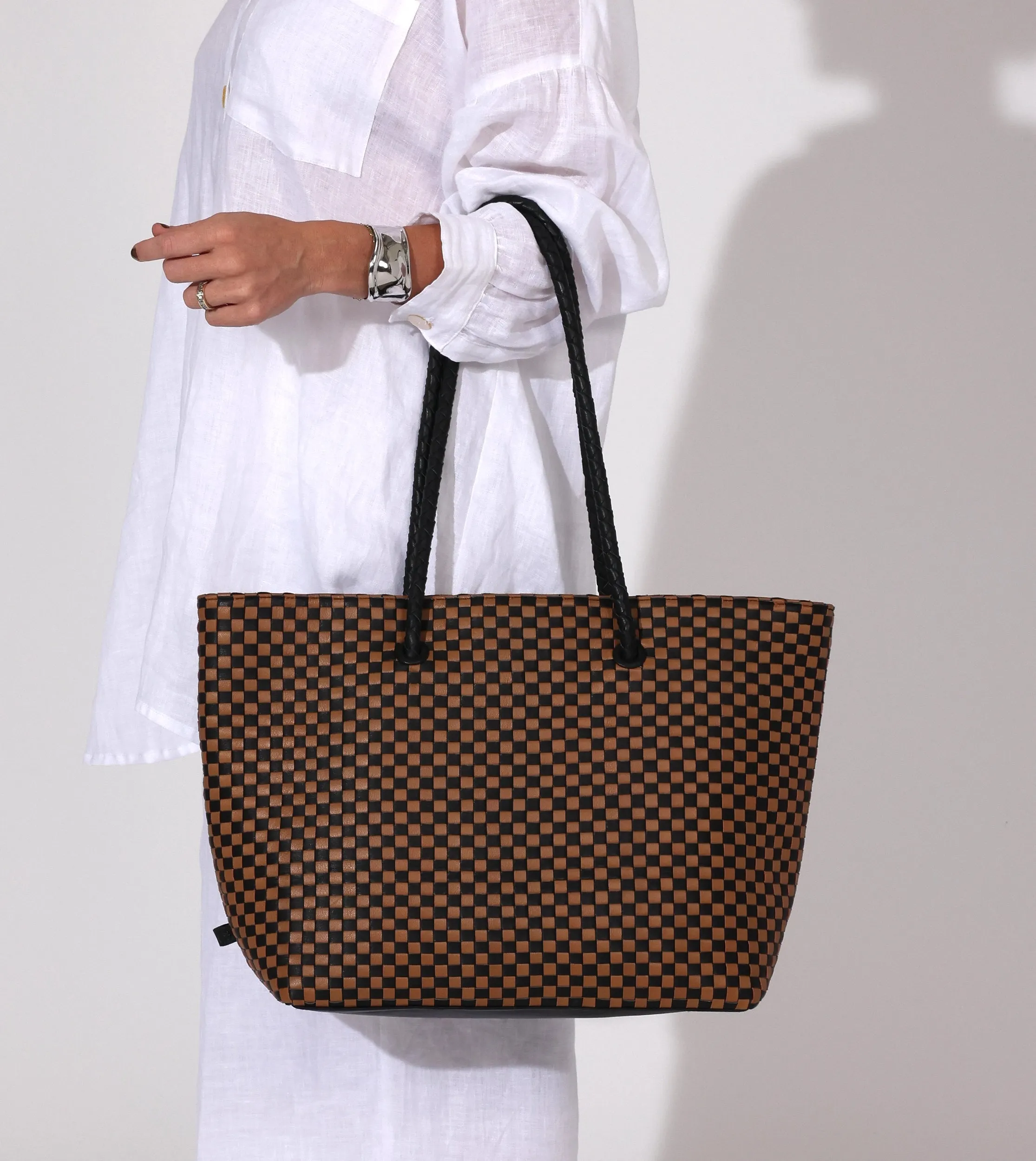 Eugenie Woven Tote Bag | Brown Multi