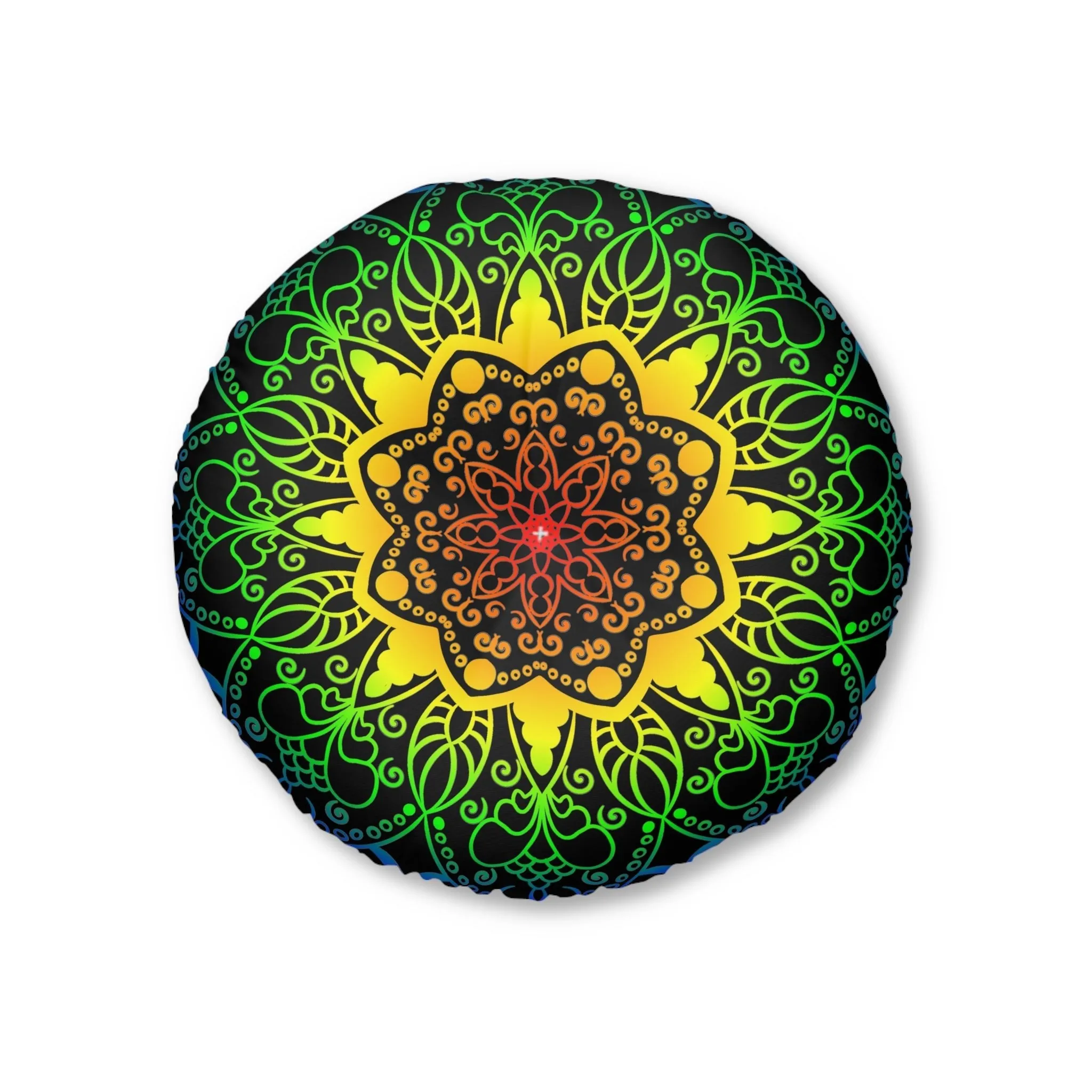 Handmade Mandala Art Floor Cushion - Rainbow Mandala Design