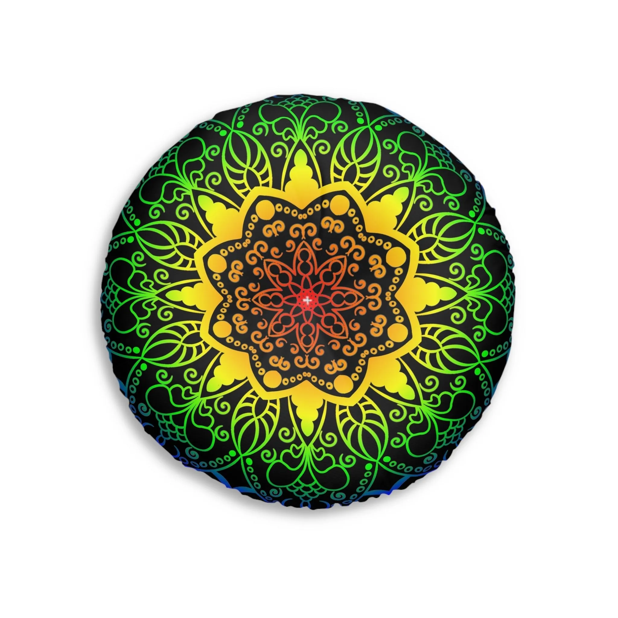 Handmade Mandala Art Floor Cushion - Rainbow Mandala Design