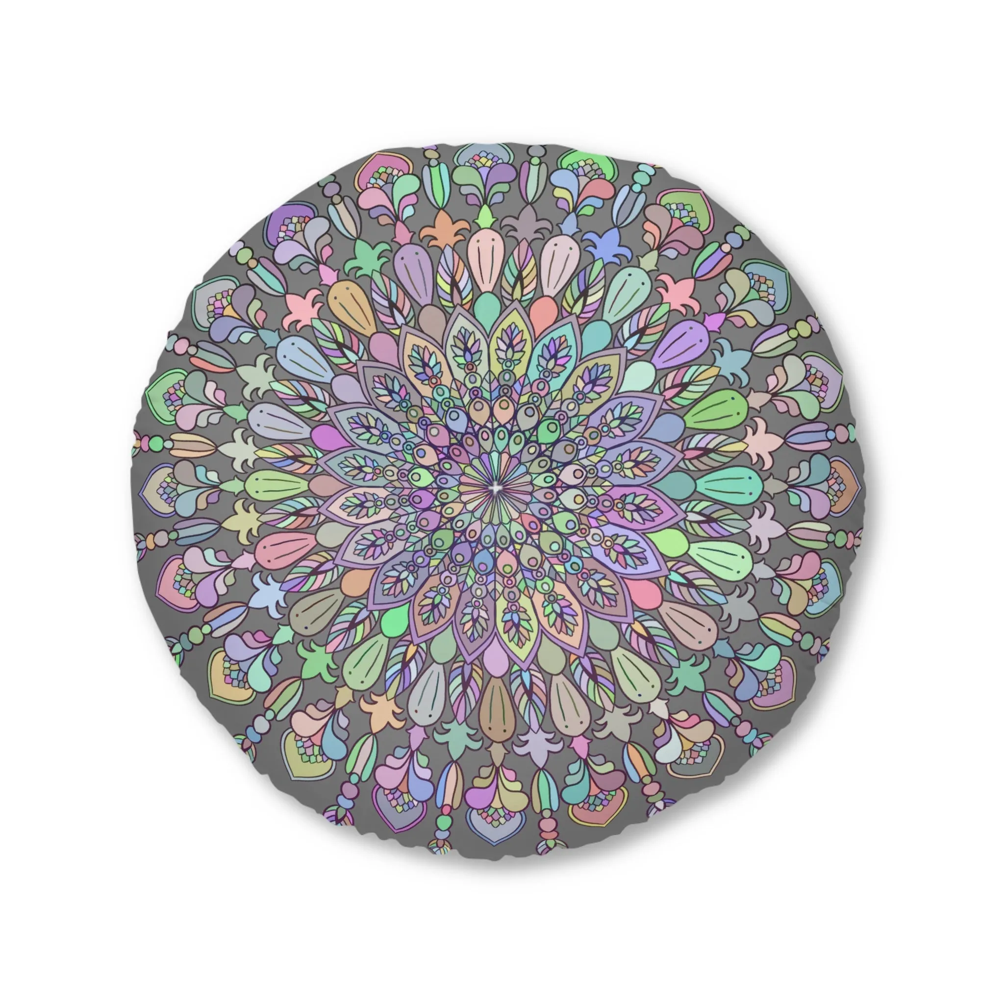 Handmade Mandala Art Tufted Round Floor Cushion