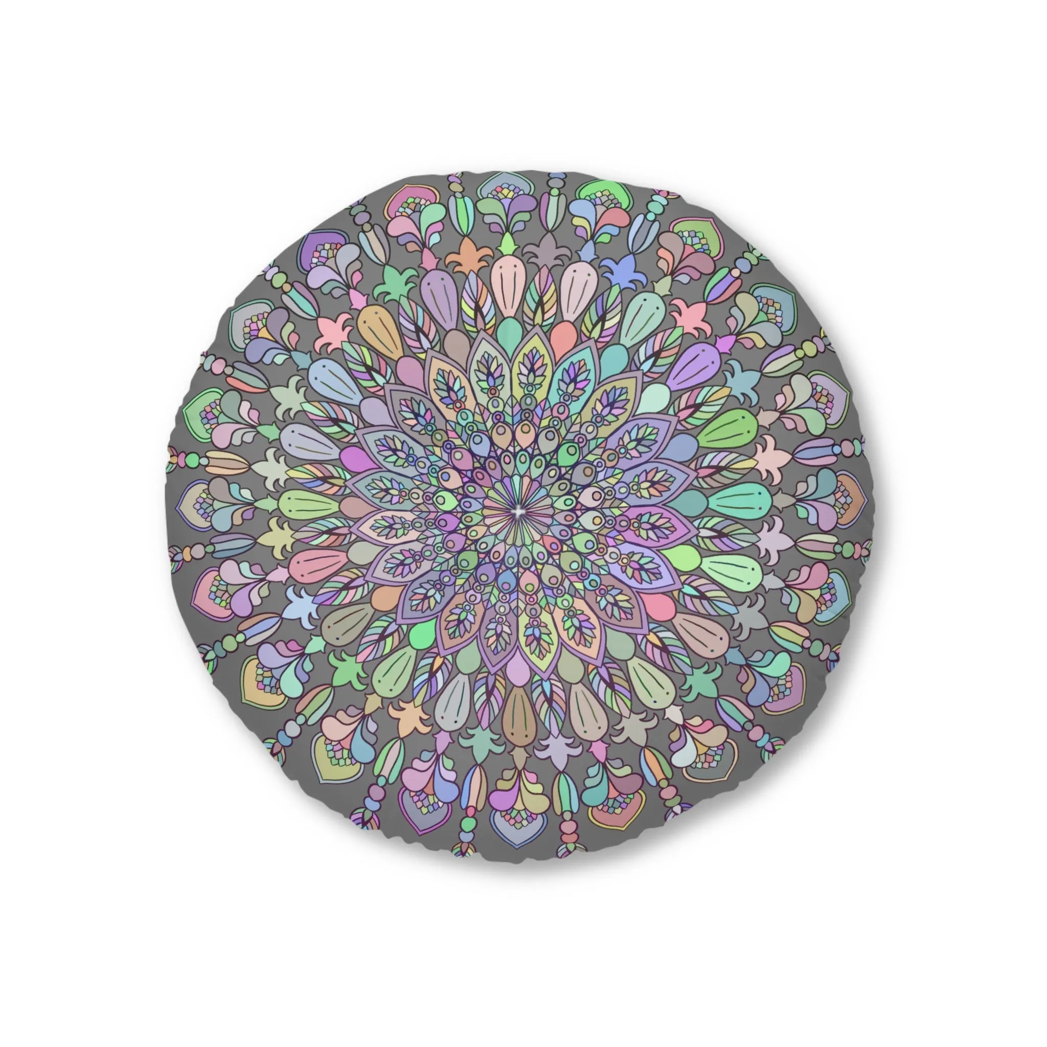 Handmade Mandala Art Tufted Round Floor Cushion