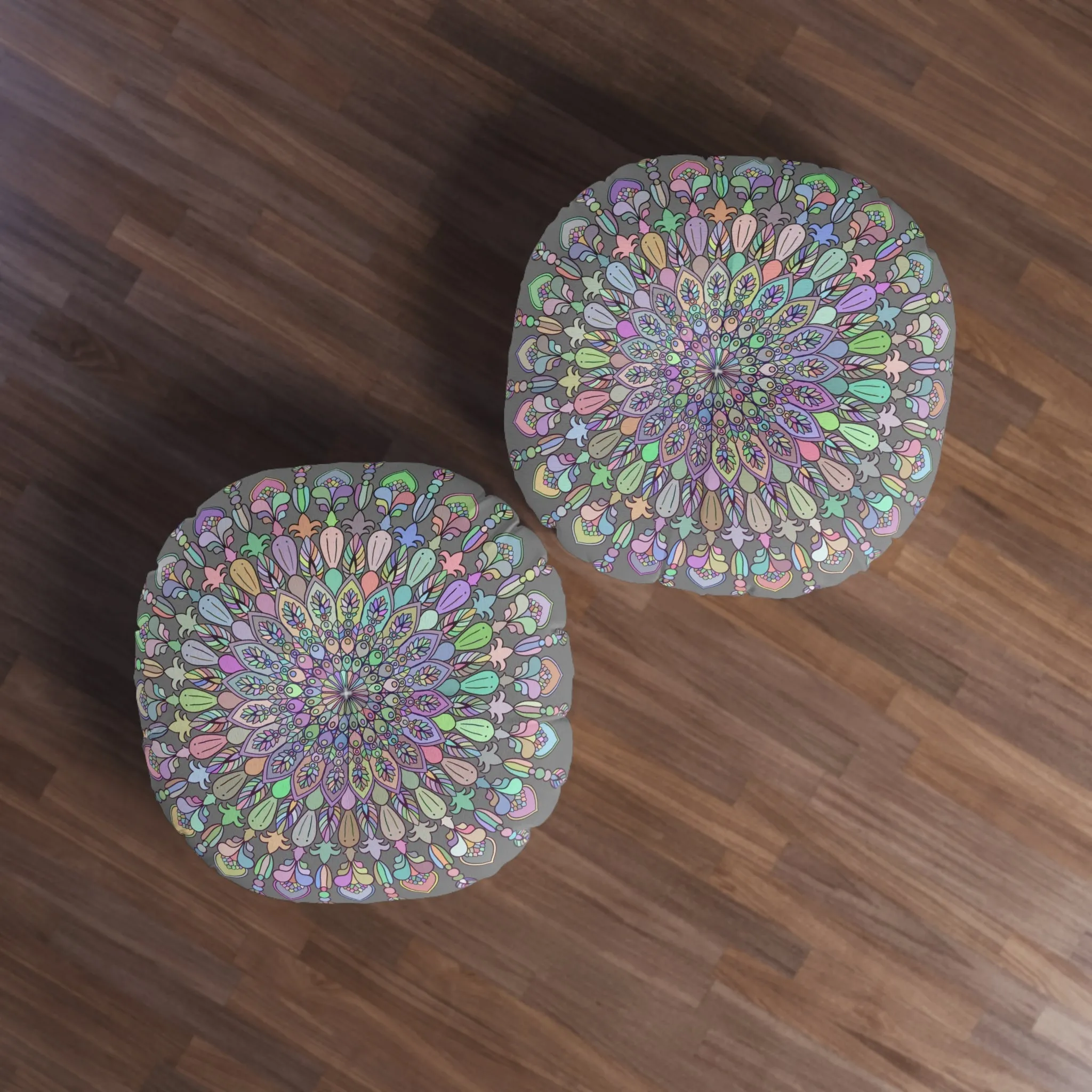 Handmade Mandala Art Tufted Round Floor Cushion