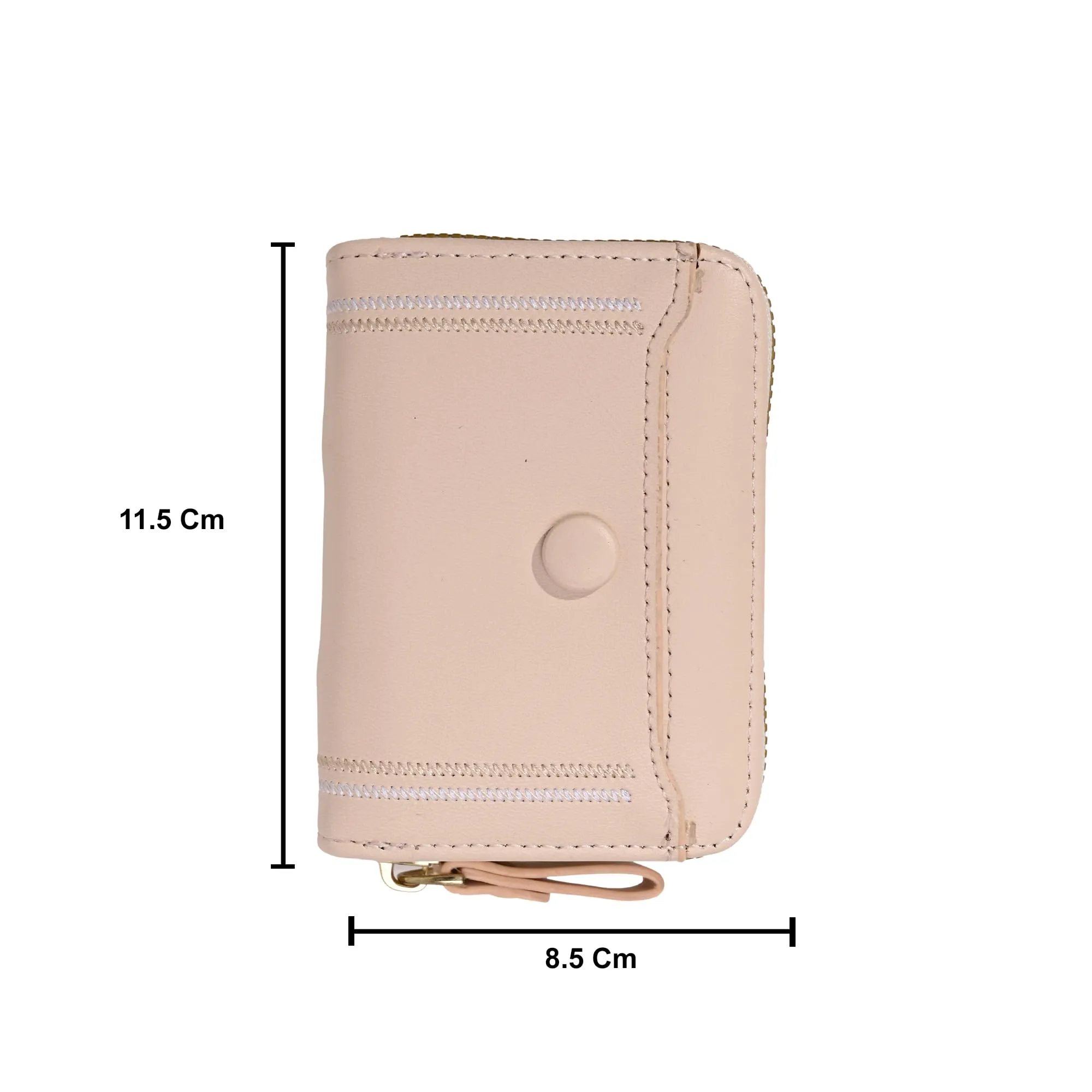 Kuber Industries PU Embroidered Thread Work Credit Card Case Holder Purse, Coin Pocket Wallet for Women | Portable Cute Mini Wallet for Girls | Hand Wallet for College Girls | KS-2, Beige