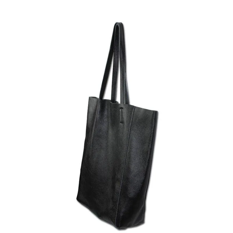 Leather Tote Bag | Full Grain Leather Tote Bag | Light Handbag | Personalized gifts, Black