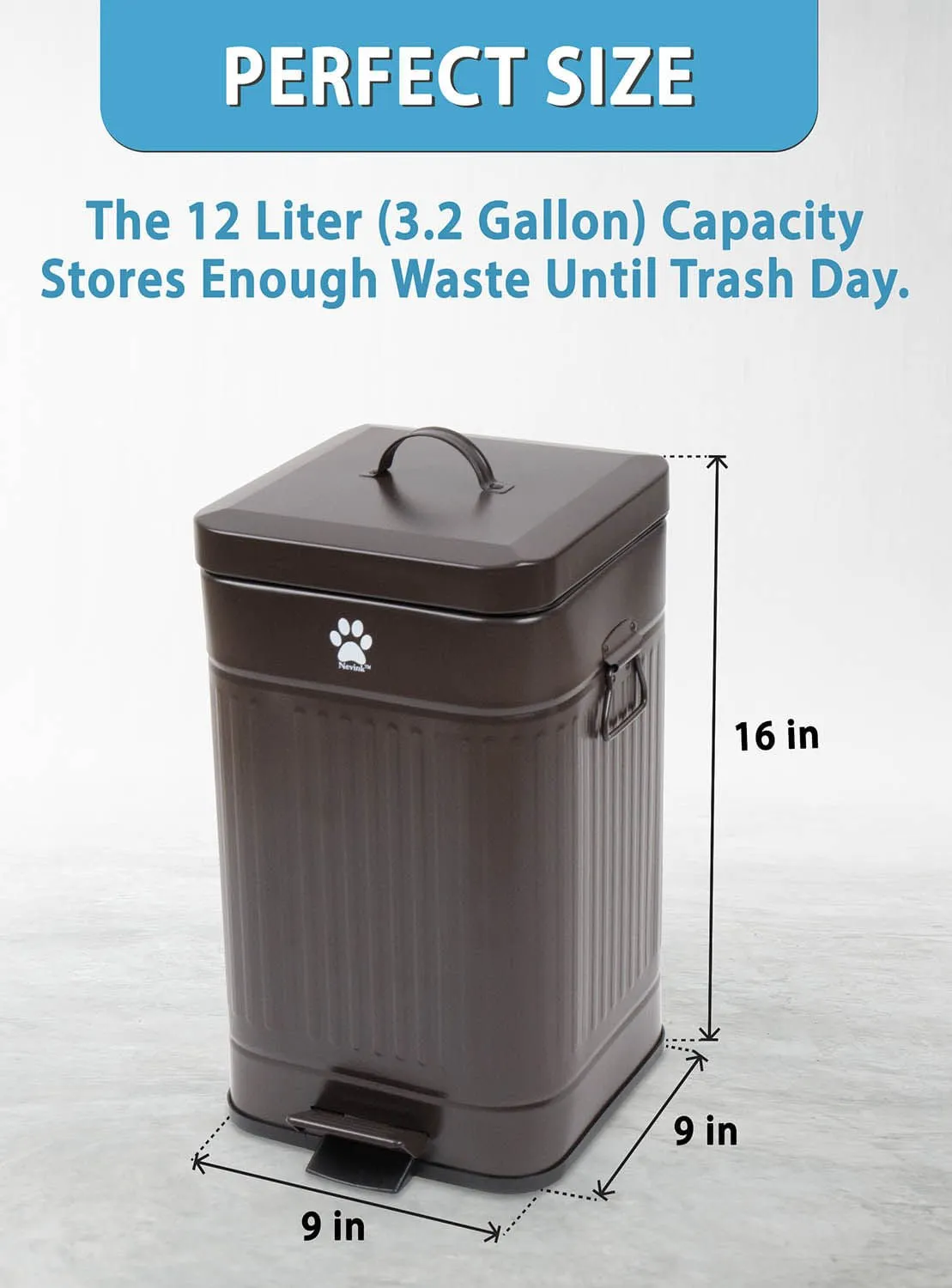 Nevink Dog Poop Trash Can for Outdoors, 12 Liter