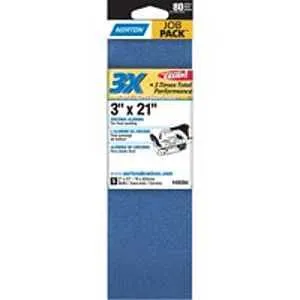 Norton 49264 Sanding Belt, 3 in W, 21 in L, 80 Grit, Medium, Zirconia Aluminum Abrasive :PK  5: QUANTITY: 1