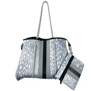 NP-4500 Leopard Grey Spot Grey Stripe Neoprene Tote Bag