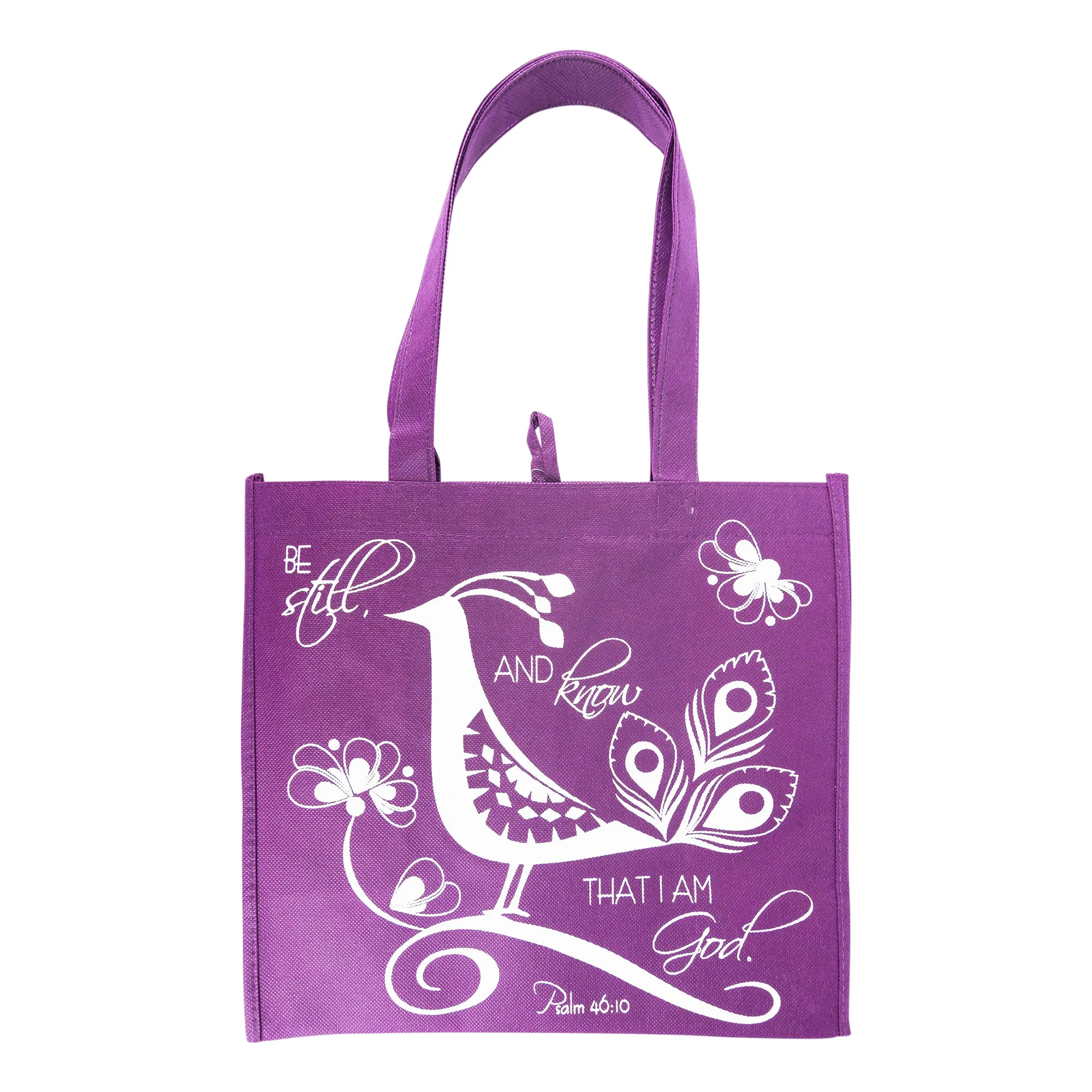 Purple Bird Eco Tote Bag - Psalm 46:10 "Be Still"