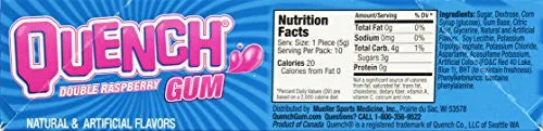 Quench Gum, Double Raspberry, 10 Count, (12 Pack)