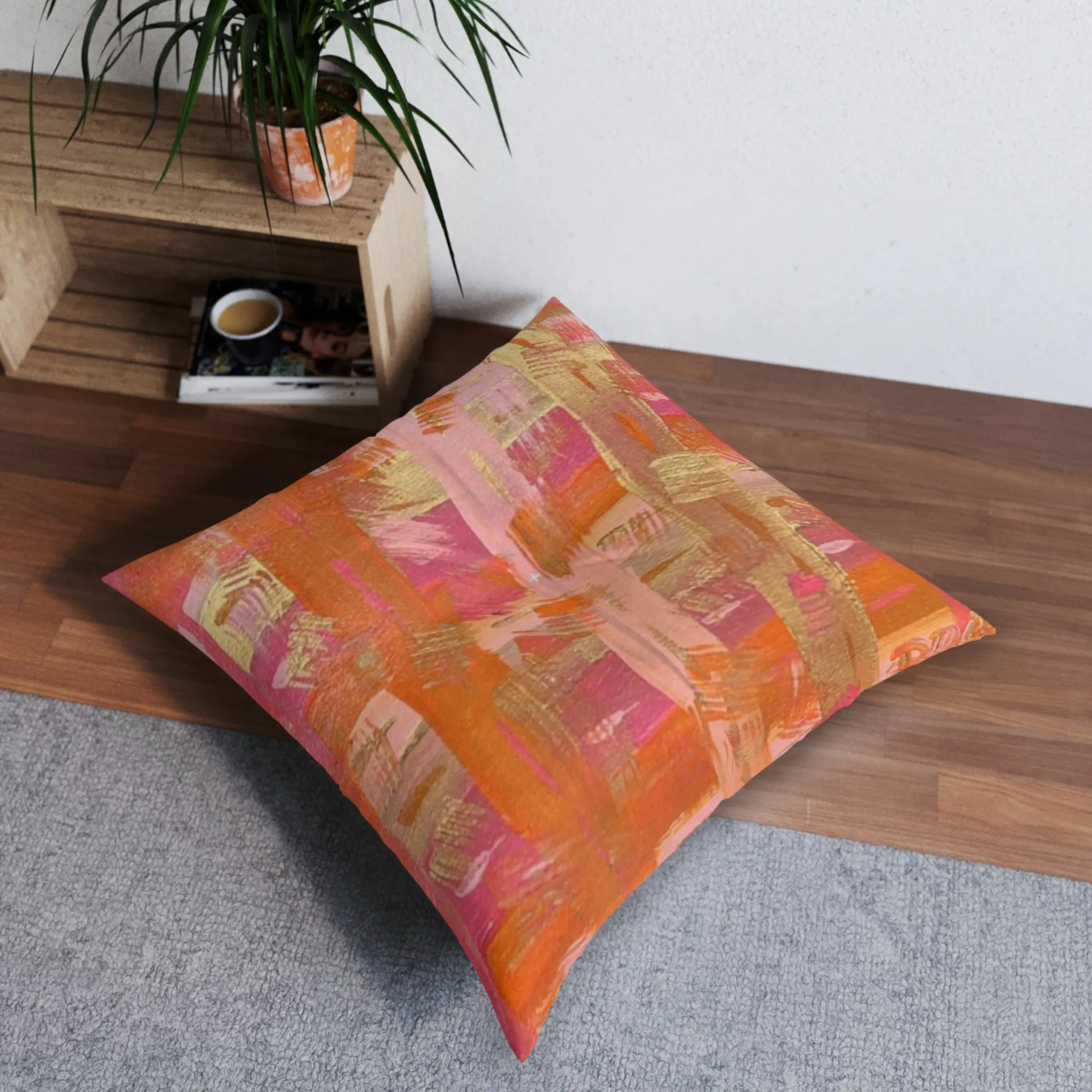 "Brushstrokes of Tennessee" Tufted Floor Pillow, Square