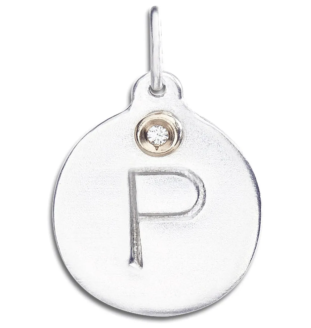 "P" Alphabet Charm With Diamond