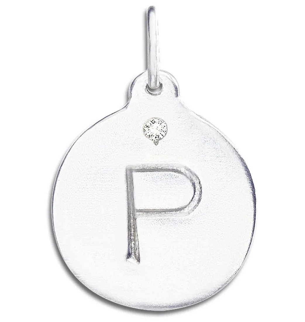 "P" Alphabet Charm With Diamond