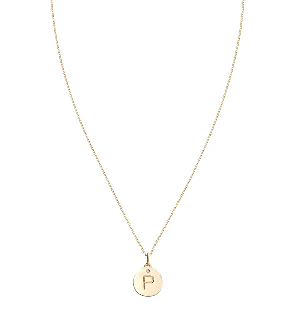 "P" Alphabet Charm With Diamond