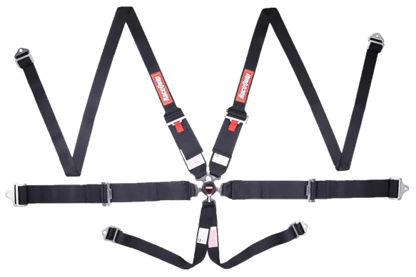 RaceQuip Camlock 6 Point HANS Harness Set - Black - 3 in. Lap - 3 in. to 2 in. Shoulder - 2 in. Sub - 747007