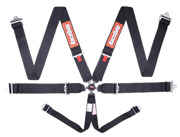 RaceQuip Camlock 6 Point Harness Set - Black - 3 in. Lap and Shoulder - 2 in. Sub - 743003