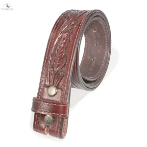 Resistance Full Grain Western Engraved Leather Belt Strap, 1-1/2" Wide Western Belt Leather Strap Floral Tooled Leather Belt Strap