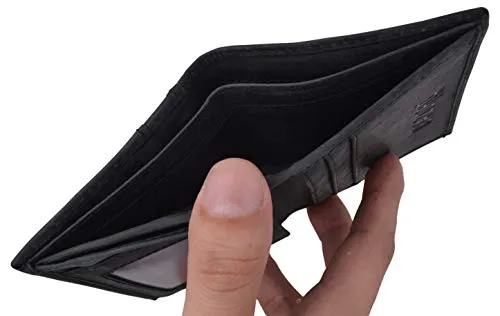 RFID Blocking Bifold USA Wallet For Men Leather Extra Capacity Mens Bifold Wallet W/ Vertical Design