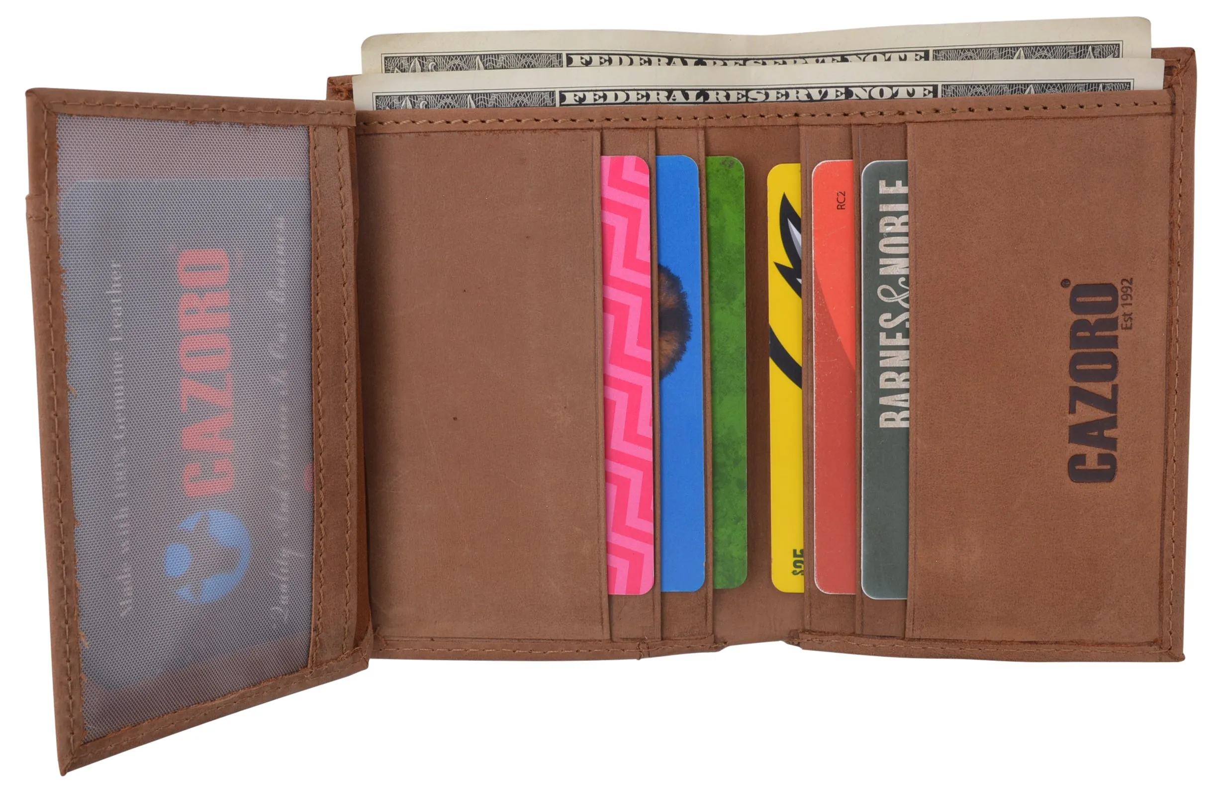 RFID Blocking Bifold USA Wallet For Men Leather Extra Capacity Mens Bifold Wallet W/ Vertical Design