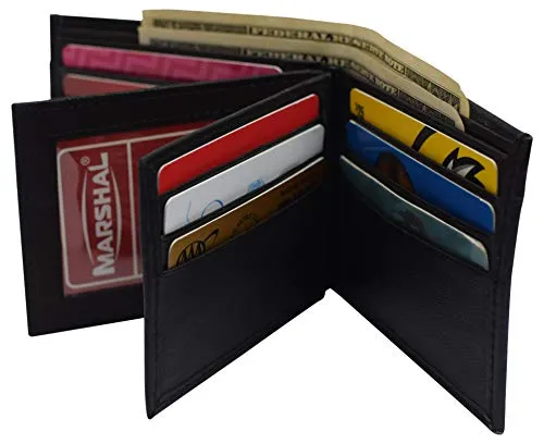 RFID Blocking Men's Leather Wallet Bifold Multi Card ID Holder