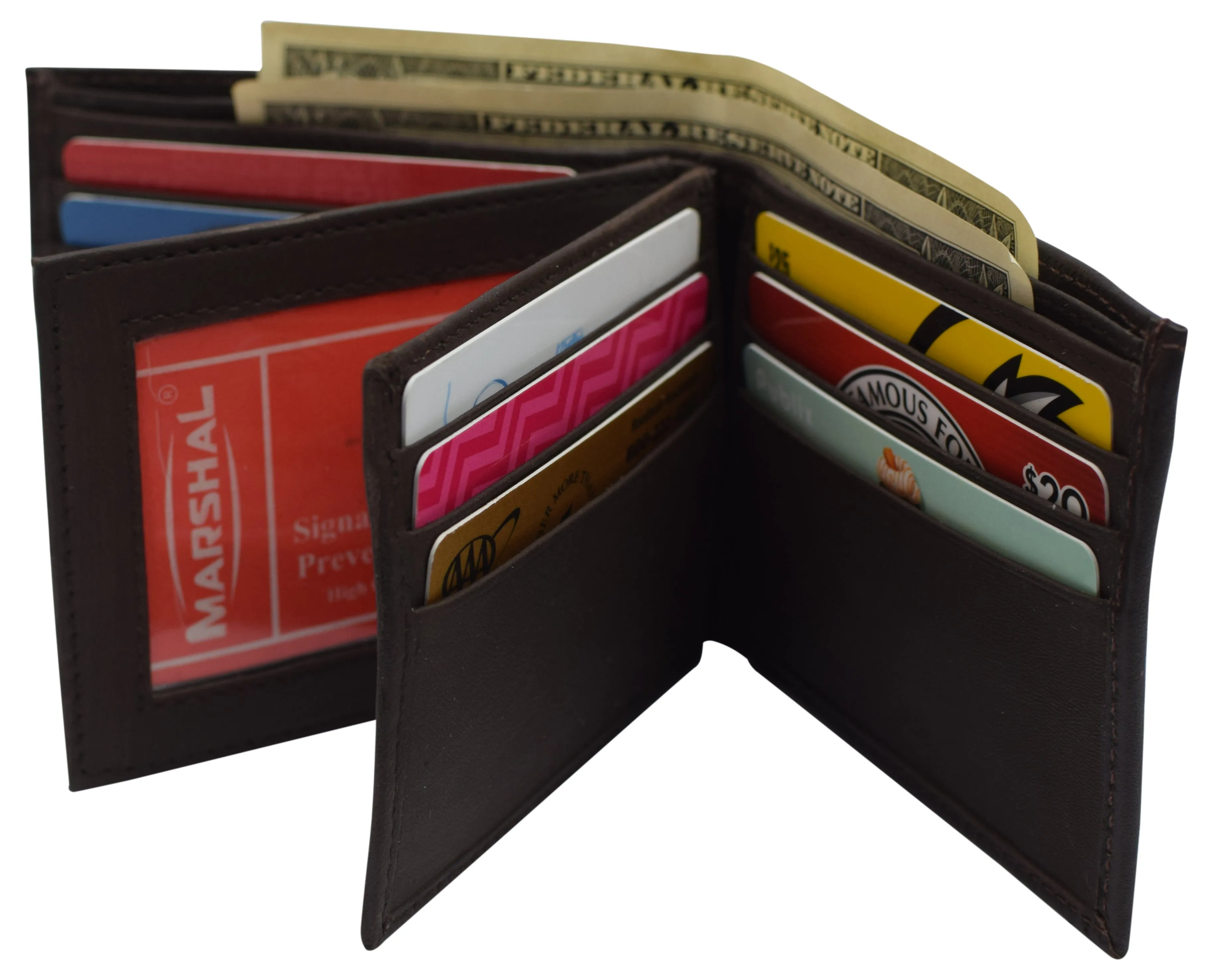 RFID Blocking Men's Leather Wallet Bifold Multi Card ID Holder