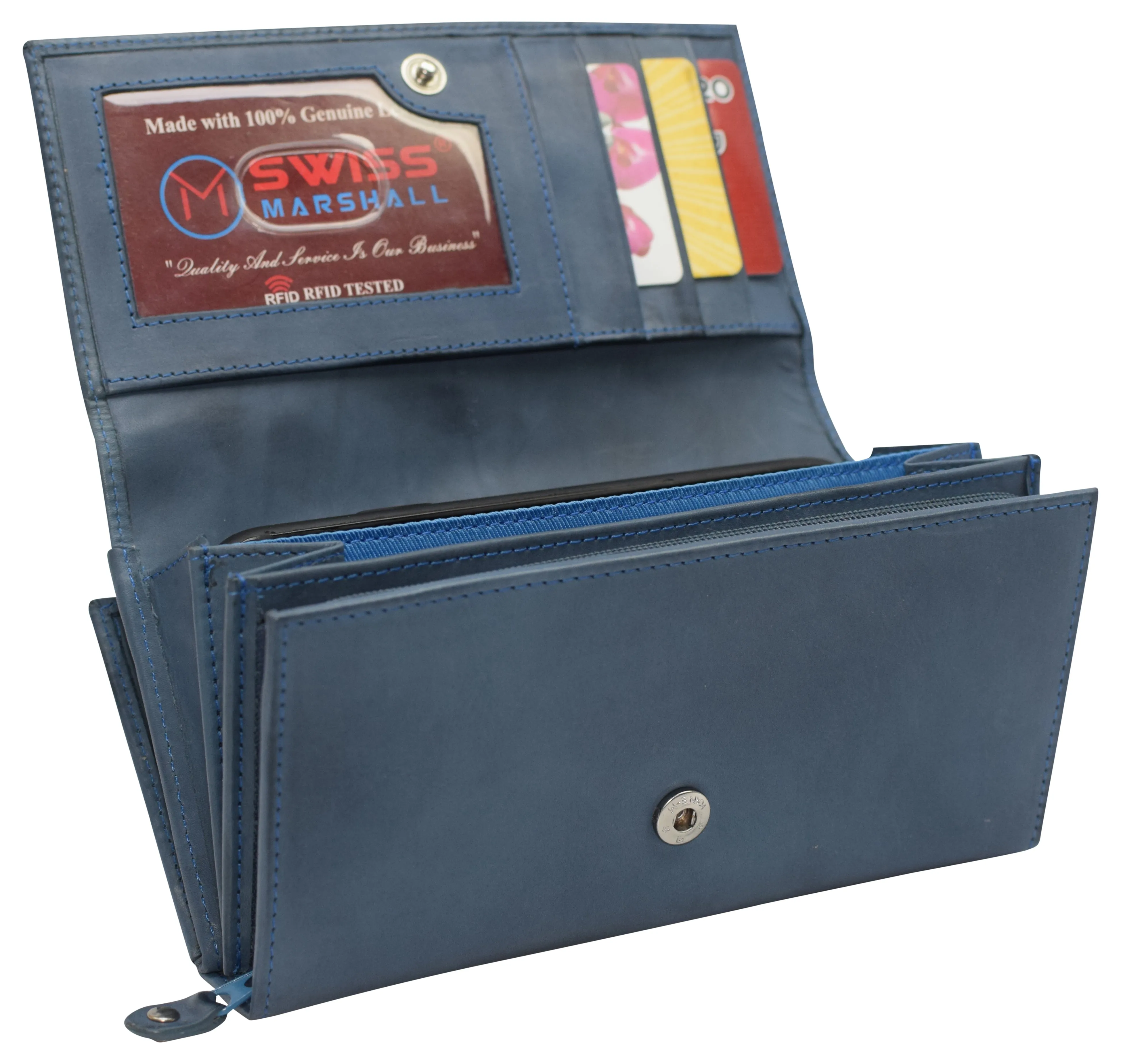 RFID59L001 Womens Wallet RFID Blocking Genuine Leather Large Capacity Clutch Purse Smartphone Wallet Credit Card Holder