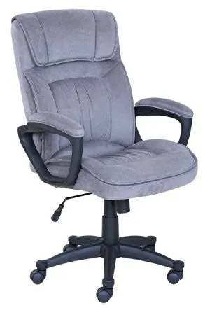 Serta Executive Office Chair in Velvet Gray Microfiber, Black Base