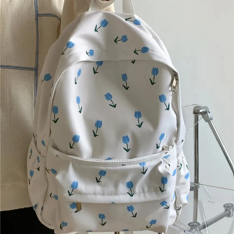 TAVIMART  -  Korean Ins Girls Sweet Chic Flower Backpacks High-capacity All Match Y2k Aesthetic Women Bags Fashion Students Preppy Schoolbags