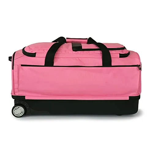 Travolution® – Newly Designed Garment Rack 28 inch Duffel with Wheels, Collapsible Lightweight Drop-Bottom Dance Costume Travel Luggage, Pink/Black…