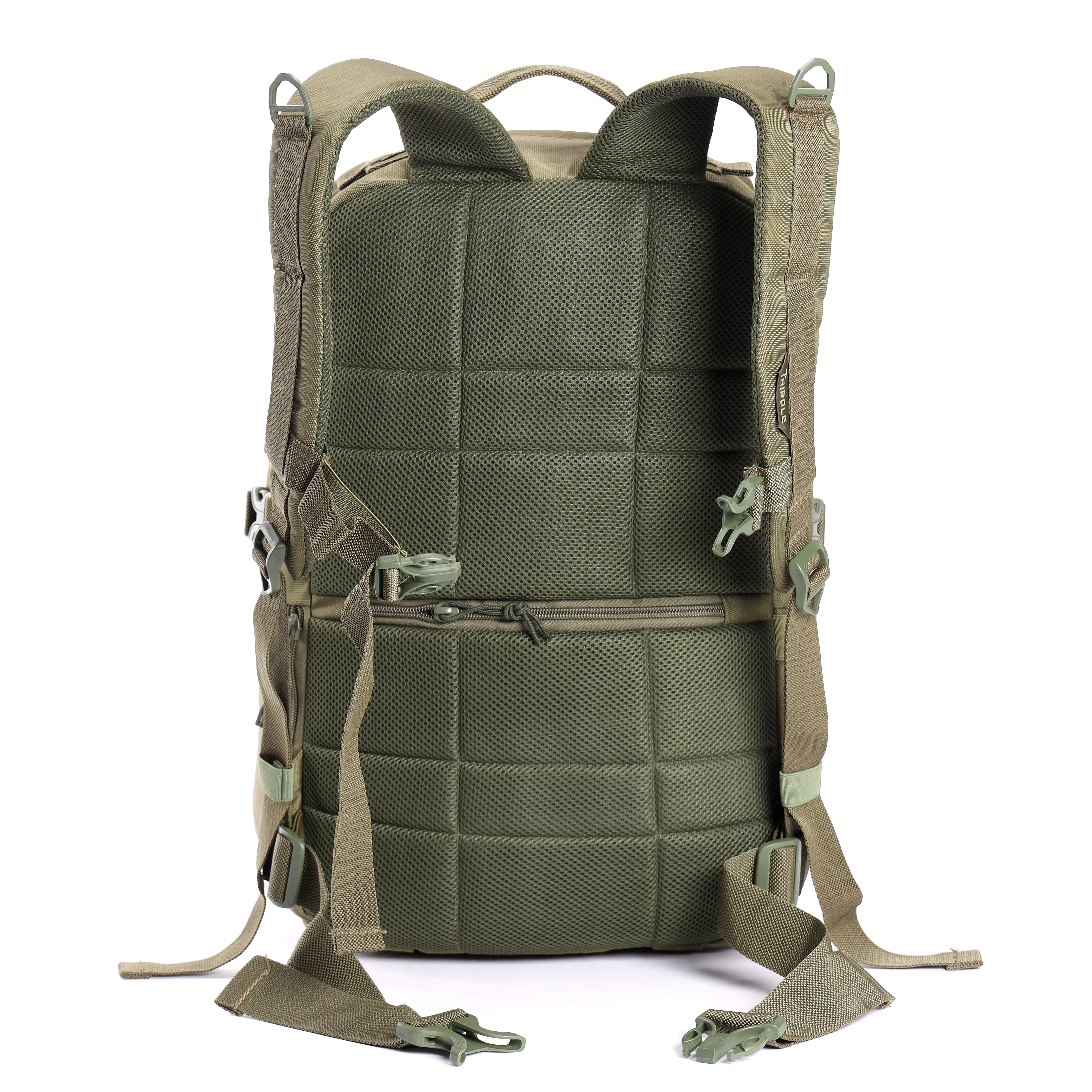 Tripole Captain 25 Litres Tactical Backpack with MOLLE Webbing and Carabiner - Army Green