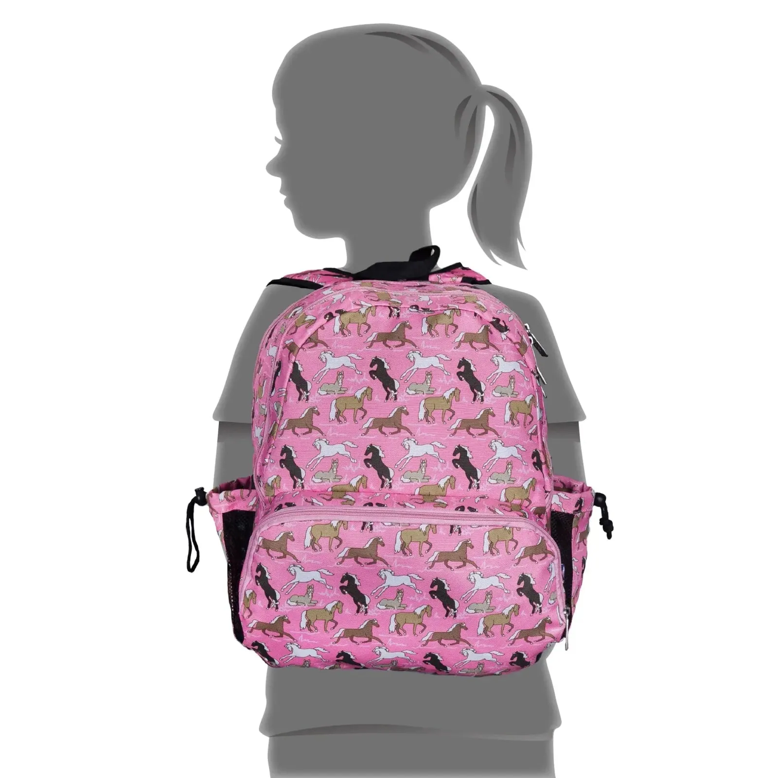 Wildkin Pink Horses 17 Inch Girls School Backpack