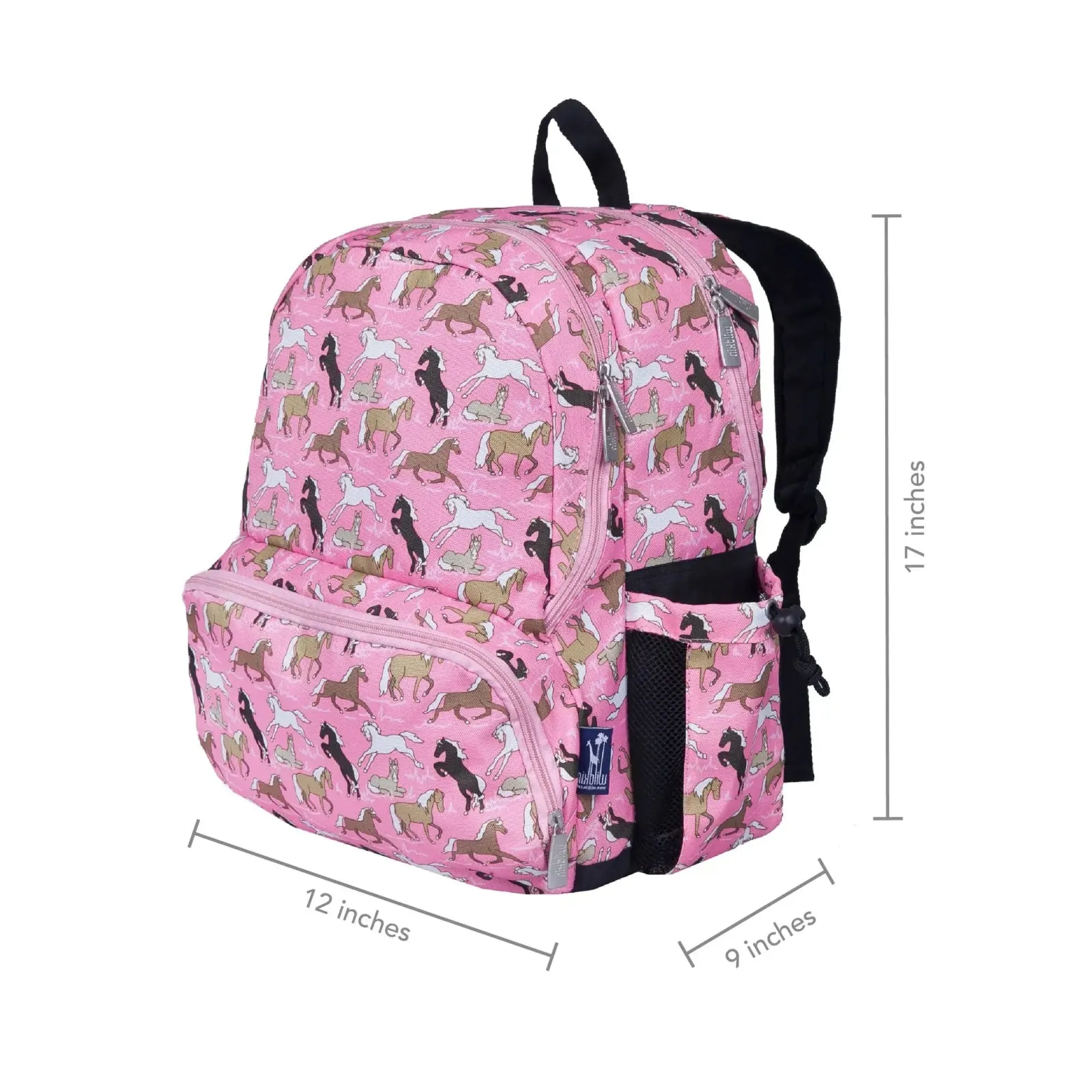 Wildkin Pink Horses 17 Inch Girls School Backpack